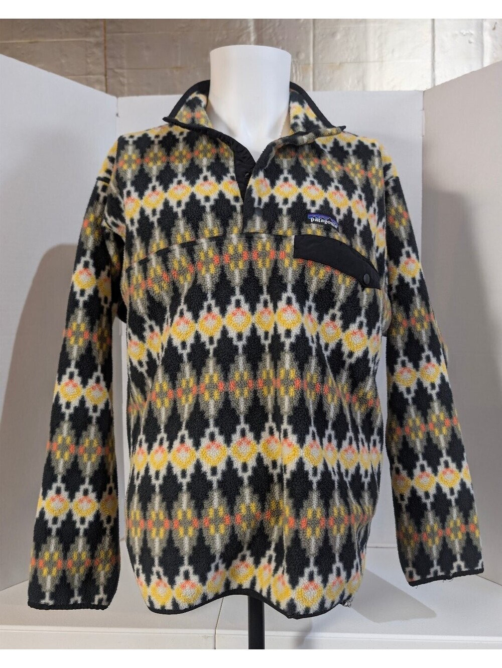Patagonia Synchilla Snap-T Fleece Pullover Men's M Ikat Diamond Geometric